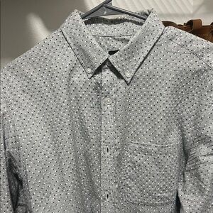 Club Monaco Blue and White Polka Dot Men's Shirt